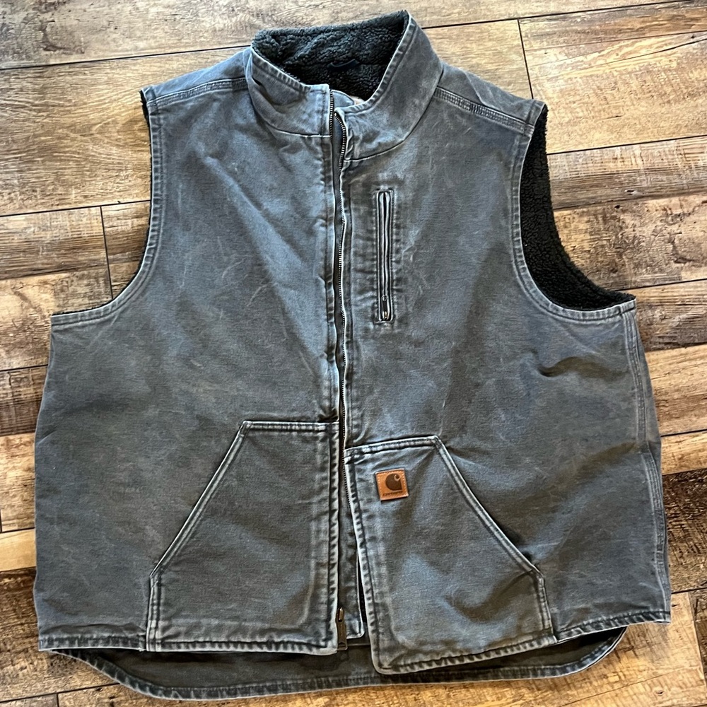 Carhartt Vest‎ Gravel Washed Duck Sherpa-Lined Distressed  Men's 2XL tall